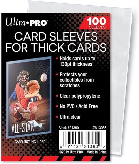 Ultra Pro Clear Thick Card Sleeves, Plastic| Holds cards up to 130-Point | 100-Count
