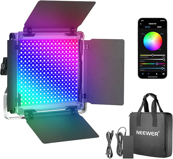 NEEWER 660 PRO RGB LED Video Light with App Control/Barn Door/U Bracket | 360 Full Color, CRI 97+, 50W Panel Studio Light, for Gaming Live Streaming YouTube Webex Recording, Filming, Photography