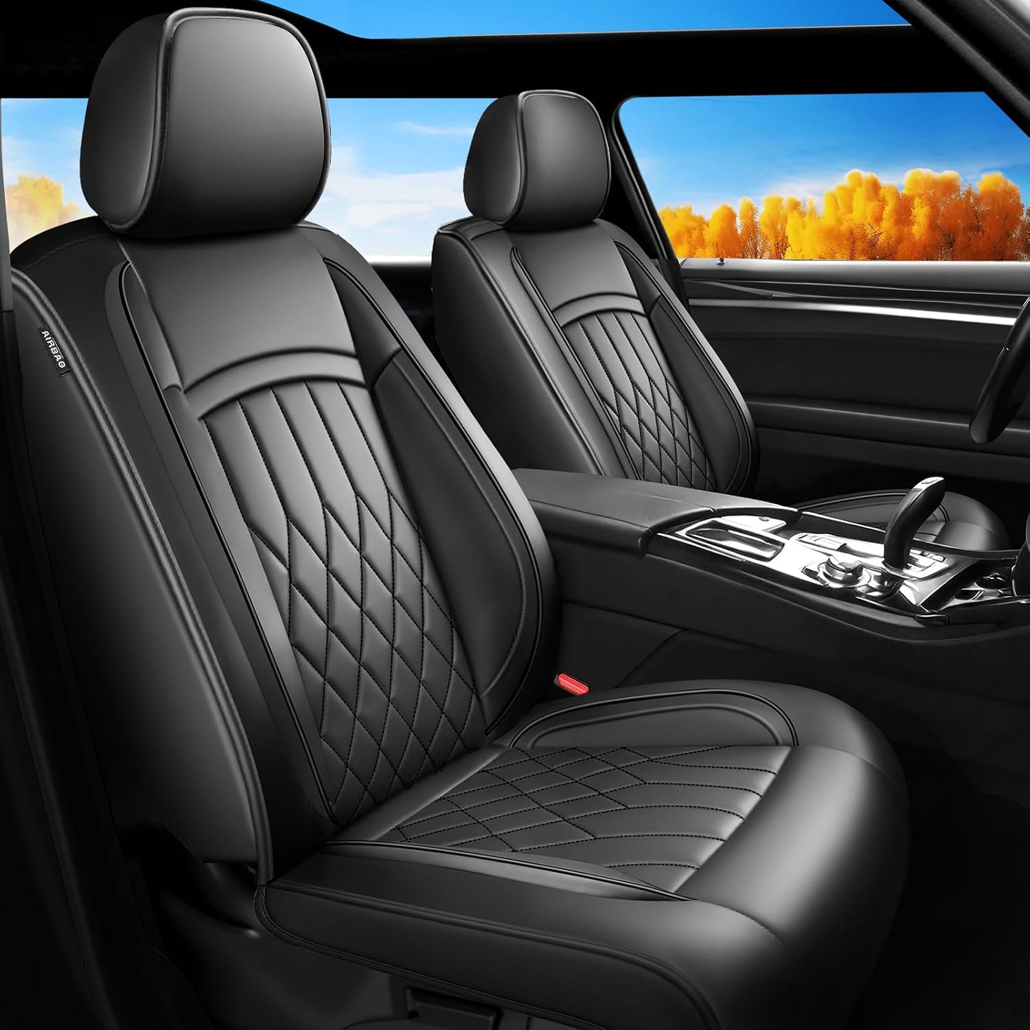 Fit TL Car Seat Covers for Acura TL 2004-2014 - Waterproof Breathable Leather Automotive Seat Cushions Protector, Airbag Compatible, Reinforced Sewing, Full Set 5 SeatsBlack