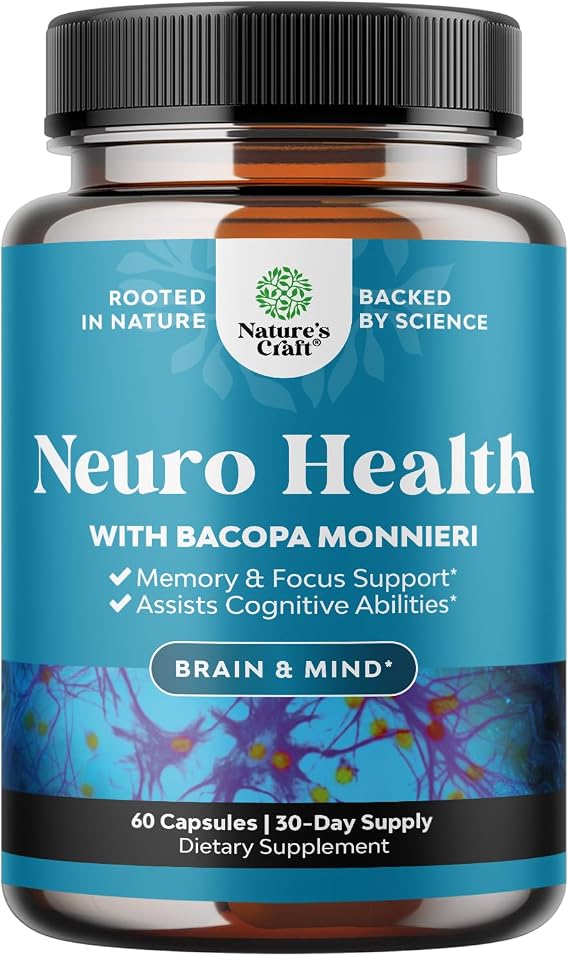 Neuro Health Brain Supplements for Memory and Focus - Nootropic Pills 60ct