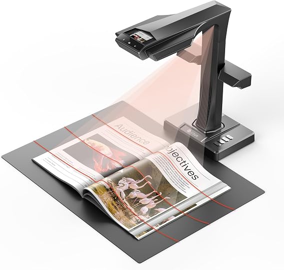 CZUR ET18 Professioneller Buchscanner 18 Megapixel Scanner Schnell-Scan Dokumentenscanner Nach PDF Konvertieren/Durchsuchbare PDF/Word/Excel Max. Scanbereich A3 für Office Library