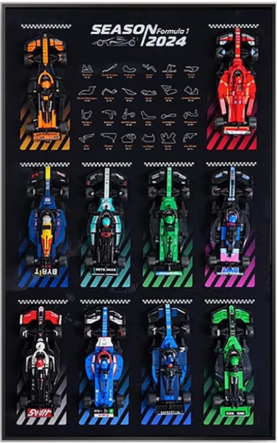 Display Wallboard for Lego 77242-77251 F1 Racing Car, Building Block Wall Frame Compatible with Lego 77243 77244 77249 77250, Gift Ideas for Car Mounting Fans, Wall Only (A)
