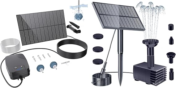 Biling 2W Solar Pond Aerator with Battery Backup, Solar Water Pump Outdoor, for BirdBath, Fish Pond Stock Tank