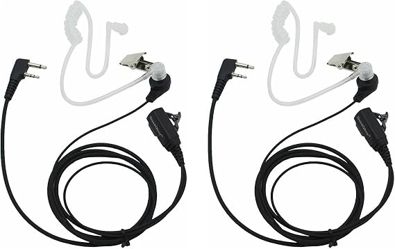 GoodQbuy 2 Pin PTT Mic Covert Acoustic Tube Earpiece Headset Compatible with Icom Radio IC-F24S IC-F31 IC-F3 IC-F3S IC-F4 (Pack of 2)