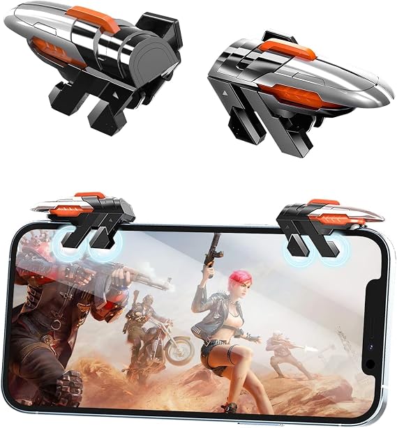 MTV Gadgets Mobile Game Triggers Clip Joystick Shoot Aim Buttons with Zero Latency Gaming for mobiles, Compatible with Call of Duty Mobile, Fortnite, PUBG New State 1 Pair, Grey and Black, (AK04)