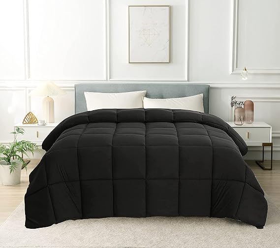 Cozynight Down Alternative Comforter-All Season Twin XL Comforters Duvet Insert with Corner Tabs-Breathable-Box Stitched Reversible Black Comforter 68x90 inches