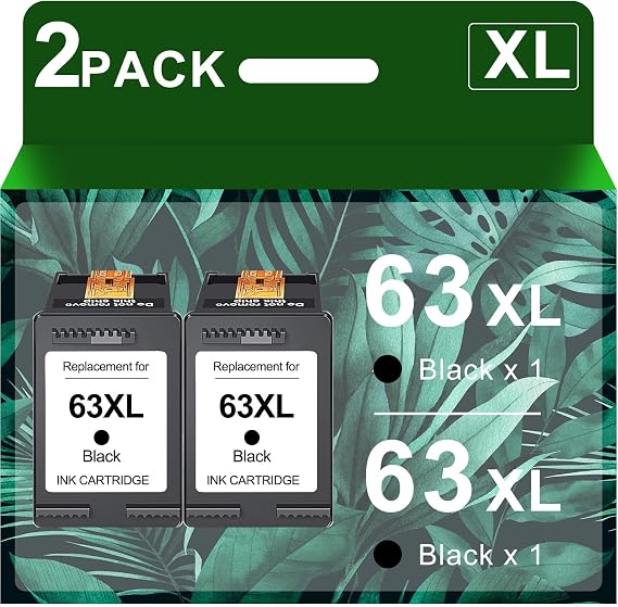 63XXL High Yield Ink Replacement for HP 63 Black Ink Cartridge Combo Pack