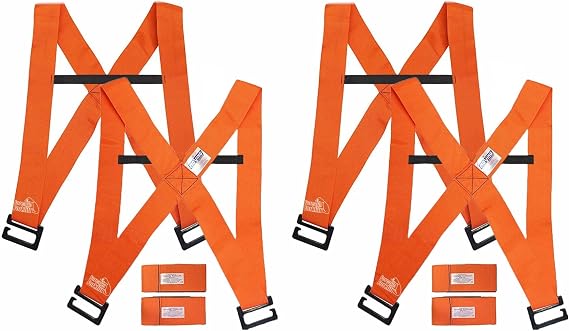 Forearm Forklift Shoulder Harness Orig. Model - Lift and Move Furniture, appliances, Supports up to 800 lb. Moving Harness Set, 4 Harnesses and 4 Center Straps that are ea 94 Long, 2 Pack, Orange