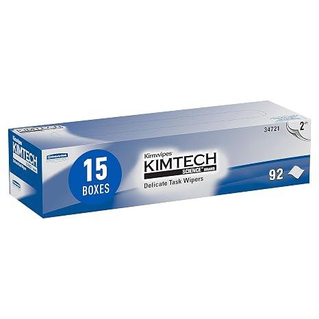 Kimtech ScienceTM Kimwipes Delicate Task Wipes (34721), Pop-Up Box, 2-Ply, White (92 Sheets/Box, 15 Boxes/Case, 1,380 Sheets/Case)