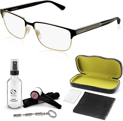 Gucci GG0383O Designer Fashion Eyeglasses Stylish Rectangular Frame Eyewear with Luxury eSHADES Kit - Embrace Sophistication and Elegance