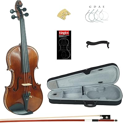 Kinglos PHB1004 44 Full Size Handcrafted Solid Wood Student Acoustic Violin Fiddle Starter Kit