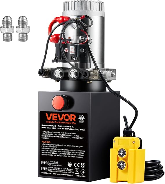 VEVOR 6 Quart Hydraulic Power Unit DC12V 1.6KW Double Acting Hydraulic Pump