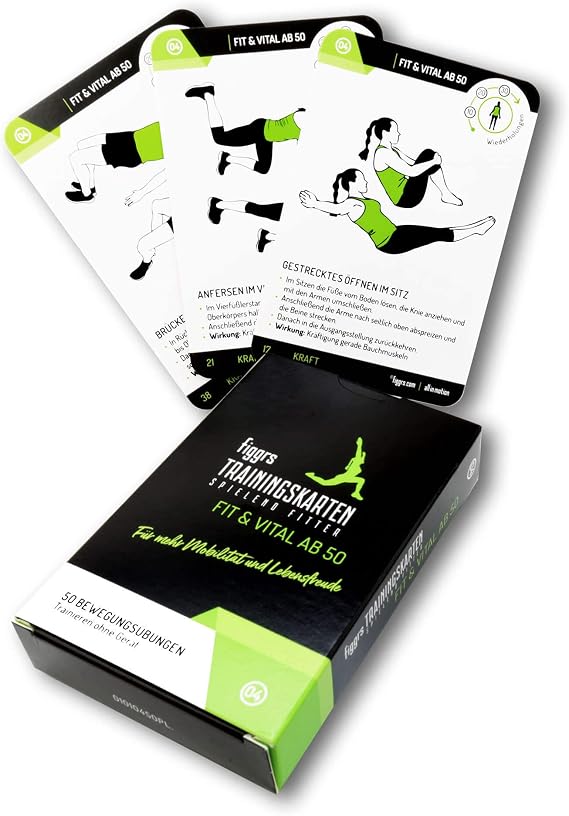 figgrs Training Cards Fit and Vital 50 Plus 50 Fitness Exercises for More Strength Mobility and Agility in Age No Device Needed at Home and Anywhere for Men and Women