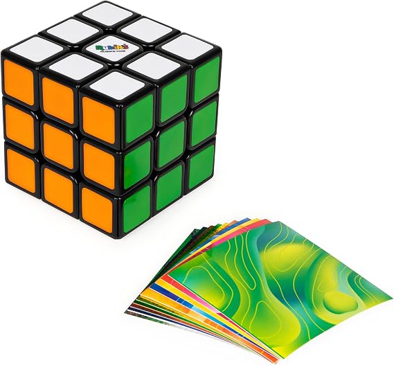 Rubiks Cube, Original 3x3 Cube with Removable Stickers for Customization in Fun Patterns, Problem-Solving Brain Teaser, Classic Color-Matching Puzzle, Fidget Toy, Sensory Puzzle for Ages 8 & Up