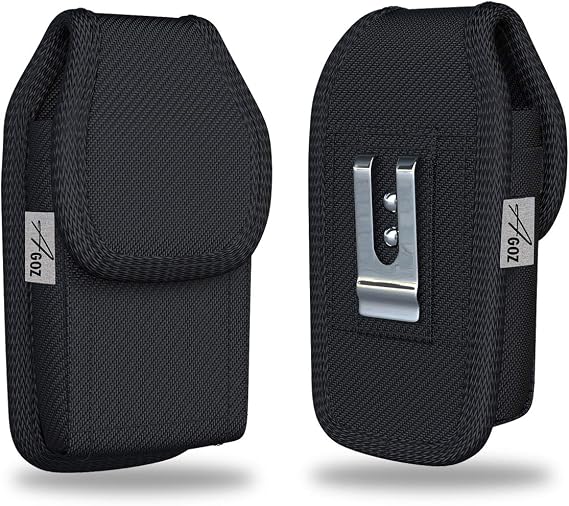 AGOZ Rugged Kyocera DuraXV DuraXA E4520, DuraXE E4710, Dura XTP Belt Clip Case, Tactical Vertical Carrying Canvas Holster Pouch Cover with Belt Loops & Metal Belt Clip Dura XV XA,DuraXV LTE Flip Phone