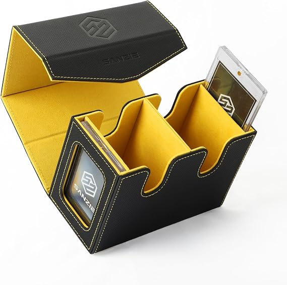 SANZIE Card Deck Box for MTG Commander Deck Box with 2 Toploaders (Black) | Card Storage Box with Commander Display, Fits 240+ Single Sleeved Trading Cards, PTCG TCG Deck Box for Trading Cards