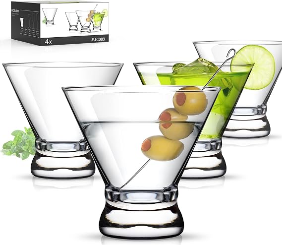 LUNA & MANTHA Martini Glasses, Martini Cocktail Glasses for Margarita, Manhattan, Cosmopolitan, Espresso, Home Bar, Evening Parties, Birthdays, Housewarming Gift,Set of 4-8oz