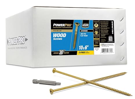 Power Pro Exterior Wood Screws, #10 x 6in, 600 Pieces, Bronze