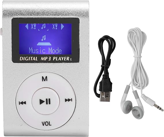 Mini MP3 Music Player, Portable MP3 with Back‑Clip LCD Screen, Memory Card Supported Aluminum Alloy Digital Music Player with 5 hour on a Single Charge(Silver)