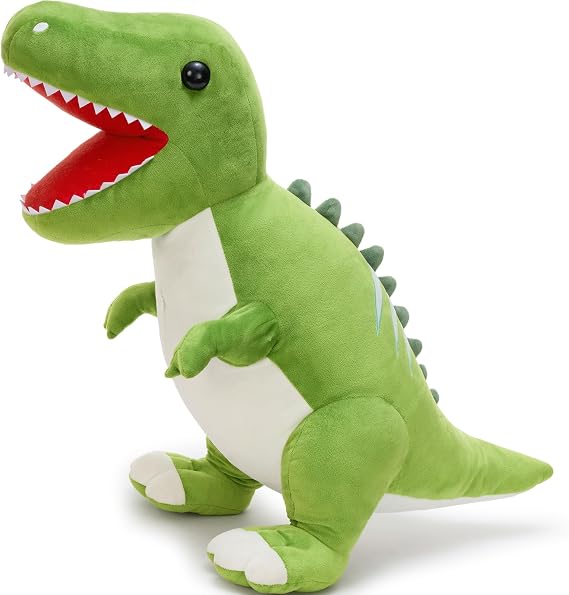 MorisMos Giant Dinosaur Teddy, 80cm Green T-Rex Soft Toy, Fluffy Cuddly Dinosaur Plush for Boys, Large Kawaii Dino Present for Kids Birthday Christmas Deco