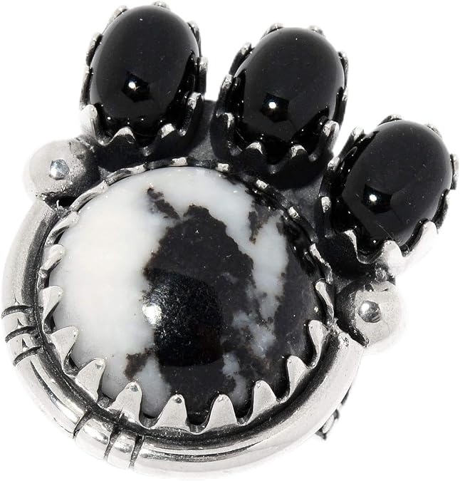 Sterling Silver White Buffalo Gemstone Oxidized Ring