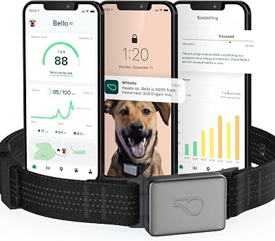 Whistle Switch GPS  Health  Fitness Smart Dog Collar, 247 Dog GPS Tracker Plus Dog Health & Fitness Monitor, Sleek Design, Waterproof, 2 Rechargeable Batteries, for Dogs 5lbs and up Black XSS