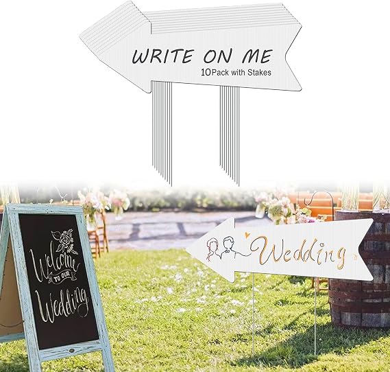 Blank Arrow Signs with Stakes, Wedding Directional Road Sign