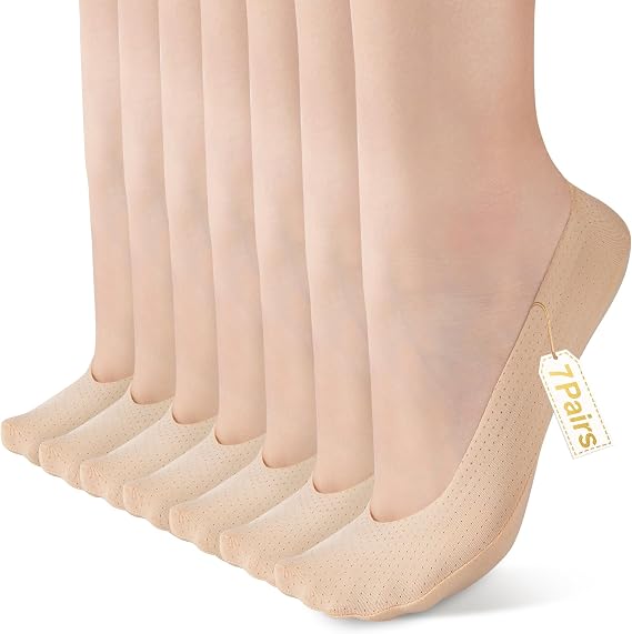 COOPLUS 7 Pairs No Show Socks Womens Ultra Low Cut Liners Non Slip Invisible Hidden Socks for Flats