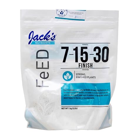 Jack's Classic Nutrients 7-15-30 Finish Water-Soluble Fertilizer for Strong Finished Plants Grown in Continuous Liquid Feed Programs, 2.2Lbs