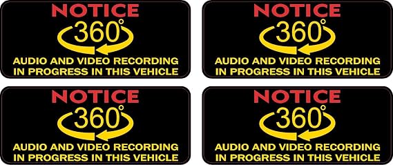 StickerTalk Notice 360 Degree Audio Video Recording Stickers, 1 Sheet of 4 Stickers, 2.5 inches by 1 inch Each