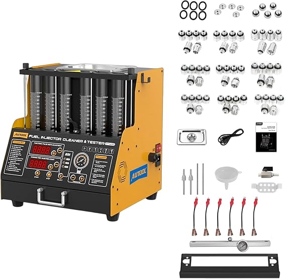 AUTOOL GDI Fuel Injector Cleaner & Tester 110V Ultrasonic Wave Fuel Injection Leakage Tester 6-Cylinder Automotive Fuel Injector Cleaning Machine
