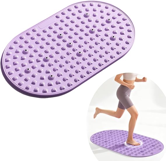 Foot Massage Mat with Reflexology Points Silicone Running Yoga Pad TPE Soft Rubber, Anti-Slip, Fitness Equipment for Home Use Purple 29.5in x 17.7in