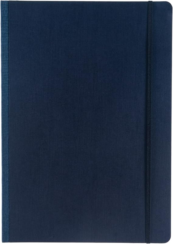 Fabriano Ecoqua Plus Fabric-Bound Notebook, 8.3" x 11.7", A4, Dotted, Navy