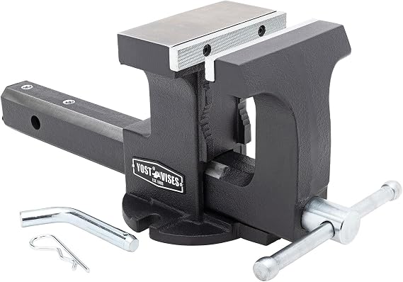Yost Vise RHV-6 6-Inch Truck Trailer Receiver Vise | Heavy Duty Portable Work Vise | 5.9" Jaw Width, 5.81" Max Jaw Opening, 4.96" Throat | Fits Standard 2" Hitch with Hitch Pin Included