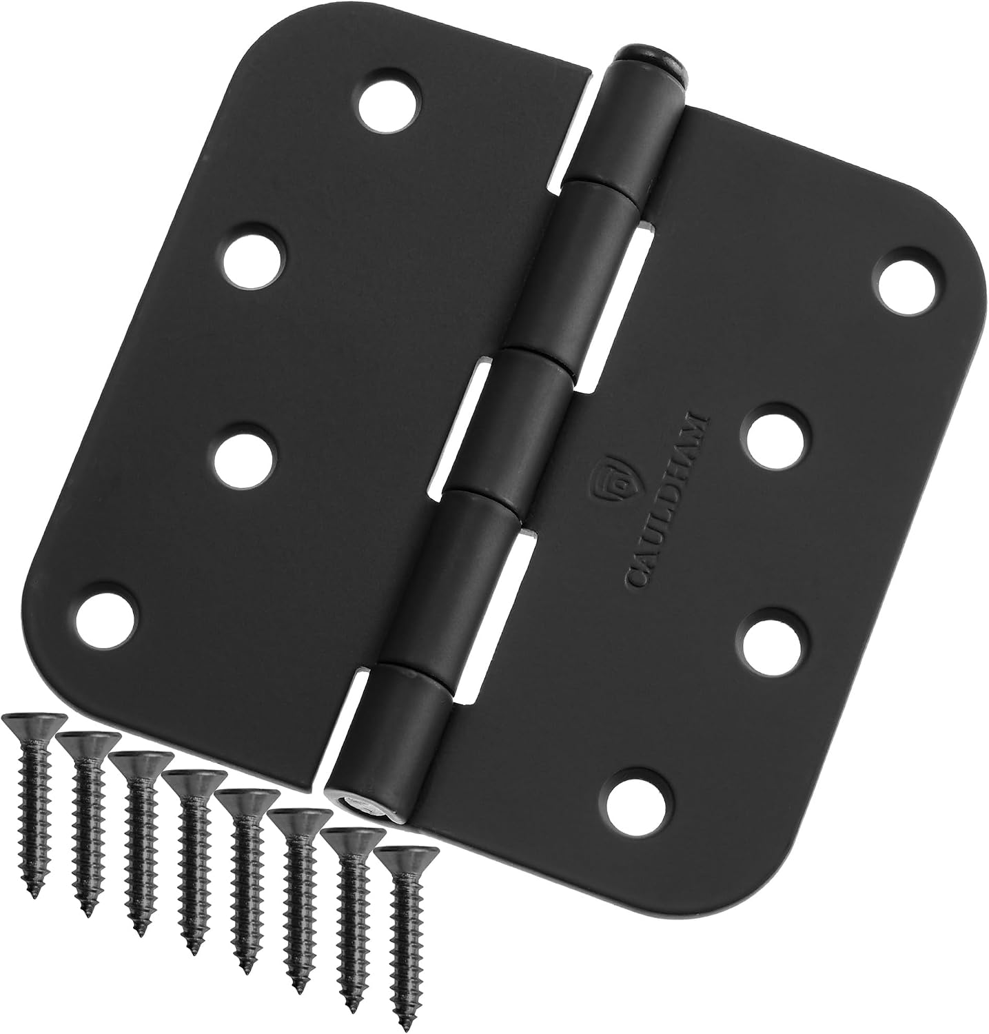 Cauldham 12 Pack Heavy-Duty 4 Interior Door Hinges with 58 Radius Corners - Black