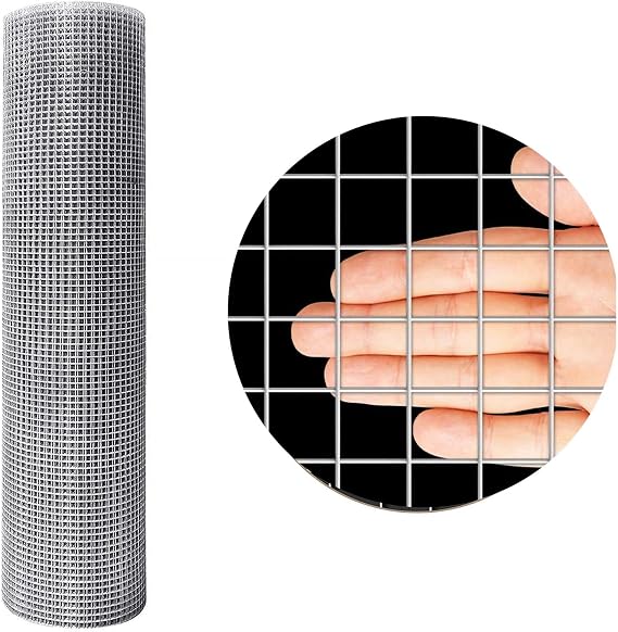 Stainless Steel Welded Wire Mesh 304, 1/2 inch Square Hardware Cloth, Hardware Cloth Wire Mesh, Garden Fence for Chicken Coop Pen Vegetables Garden Animal Control(1.2mX15m(47.2inX49.2ft))