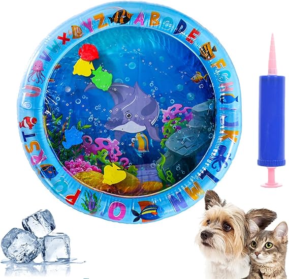 Pet Water Bed, Pet WaterBed for Dogs, Cat WaterBed Play Mat, CatWater bed Toy with Fish, Thickened SensoryWater Playmat for Cats, Self Cooling Pad Playmat forPet (#2)
