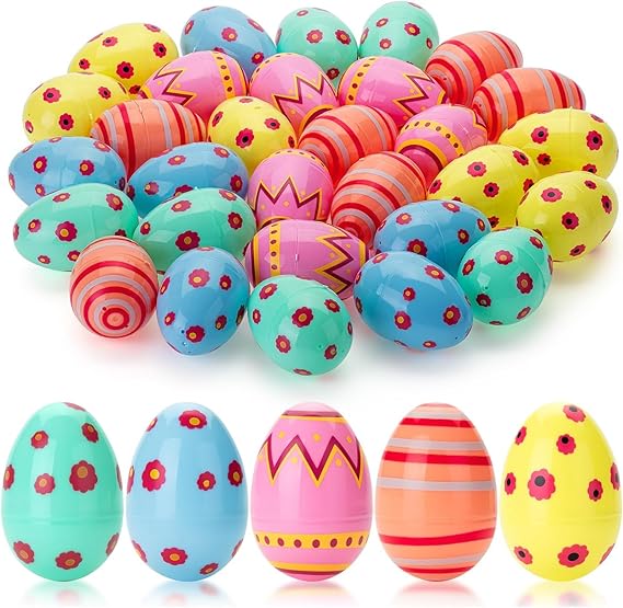 3 Inch Jumbo Plastic Easter Eggs 30 Pack - Premium Colorful Fillable Empty Easter Eggs Bulks for Easter Basket Fillers Egg Hunt, Classroom Prize Supplies, Filling Treats and Party Favor