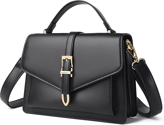 Travistar Handbag Women's Small Shoulder Bag Women's PU Leather Crossbody Bag Women's Shoulder Bag Girls Elegant Evening Bag with Removable Shoulder Strap Credit Card Slots Black