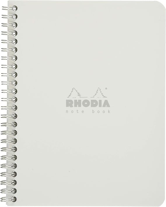 Rhodia Double Ring Notebook, A5, 160 Pages, 0.2 inch 5 mm Ruled, Water Repellent Cover, Perforated, PEFC Certified, White RHODIA Classic cf193421