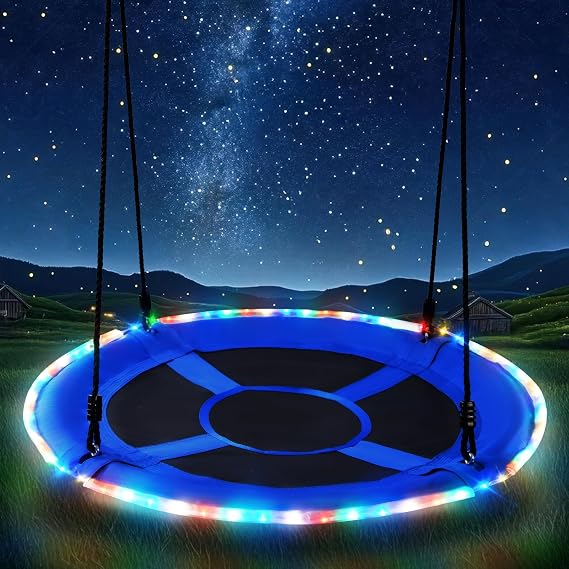 Trekassy 40" Saucer Tree Swing with LED Lights, 700LBS Heavy Duty | Built-In LED Lights Create Nighttime Fun, 900D Oxford Fabric with Waterproof Design and Easy Tree Installation