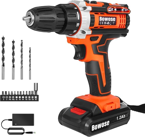 Cordless Drill Set, 21V Power Drill Kit, Power Drills Cordless and Screwdriver Set with Torque Rating 18+1 and 2 Variable Speed, 1200mAh Electric Combi Drills Driver with LED Light for Home, DIY