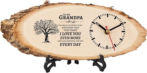 BeauGift Grandpa Gifts, Wooden Clock Birthday Gifts for Grandpa Grandfather | Grandpa Birthday Gifts from Grandkids, Christmas Fathers Day Birthday Gift for Grandfather, DIY Engraved Clock for Home Decor