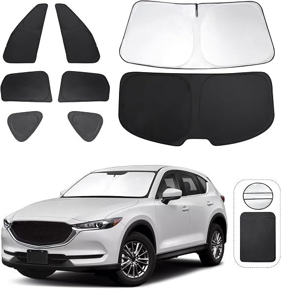 TINGLU Window Shades for Mazda CX-5 2017-2025 2026 Accessories Car Side Full Windows Rear Triangular Windshield Sun Shade Sun UV Rays & Privacy Protection for Camping,Napping,and Relaxing 8PCS