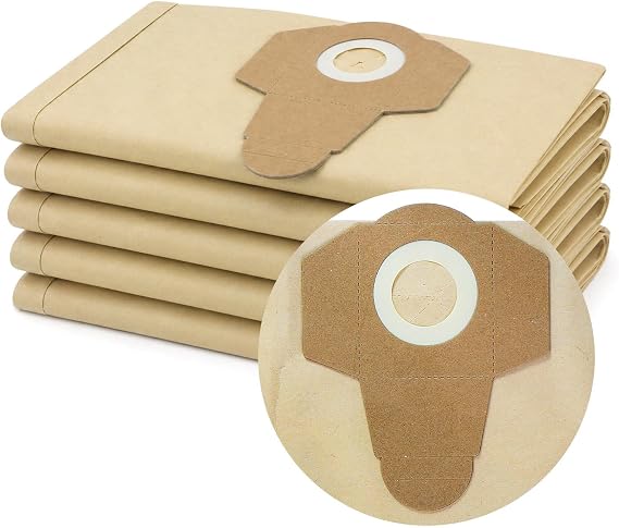 Compatible Parkside Vacuum Dust Bags (5 Pack) for Lidl Parkside PNTS 1250 1300 PWD 12 PAS 500 20L Wet and Dry Vacuum Fine Filtration Replacement Bags AVC115 With Rubberised Seal And Retaining Collar