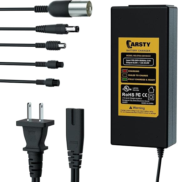 Carsty 42V Hoverboard Charger, Universal 5-in-1 Electric Scooter Charger