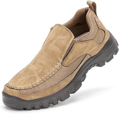 Men Genuine Leather Breathable Arch Support Loafers Soft Comfortable Slip On Business Dress Shoes Daily Non-Slip Driving Walking Shoes