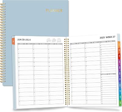SUNEE 2025-2026 Appointment Book, Quarter-Hourly, Weekly & Monthly - from July 2025 to June 2026, 8.5x11 Academic Planner, Flexible Cover, Note Pages, Pockets, Bookmark, Spiral Binding, Blue