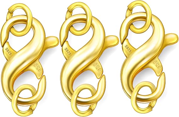 Dailyacc S925 Double Opening Lobster Clasp Sterling Silver and Gold Necklace Bracelet Extender Clasps and Closures for DIY Jewelry