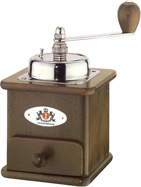 Zassenhaus Brasilia Coffee Mill, Beechwood Manual Coffee Bean Grinder, Traditional Hand Crank Coffee Mill (Dark)